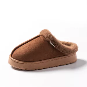 Warm Closed-Toe Platform Fluffy Slippers Insulated Plush House Shoes