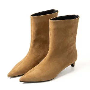 Women's Stylish Pointed Toe Low Heel Shoes Autumn Ankle Boots