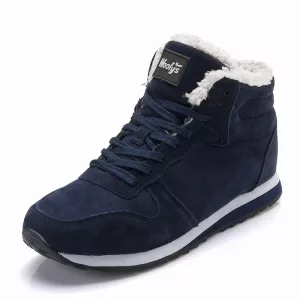 Men's Casual Insulated Lace-Up Ankle Boots Stylish Plush Winter Shoes