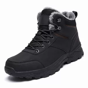 Men's Casual Insulated Lace-Up Ankle Boots Soft Plush Winter Shoes